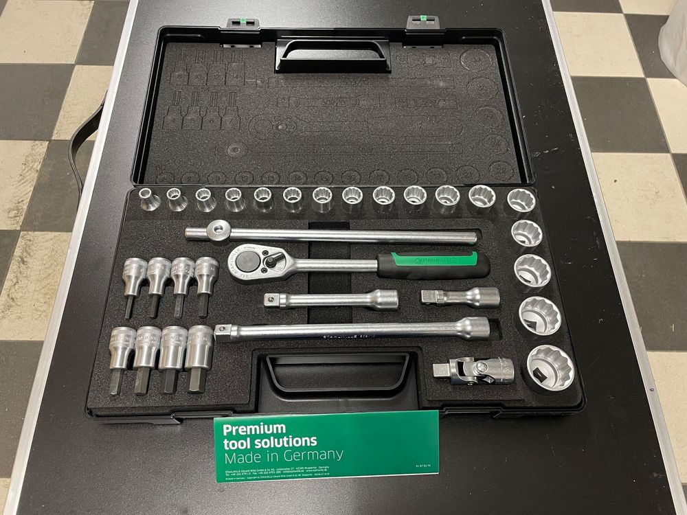 USAG Zwölfkant-Steckschlüsseleinsätze Set – 23-teilig, 1/2 Zoll Antrieb, Verchromt