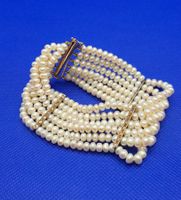 Vintage Perlen Armband Mit Gold Verschluss und Diamanten