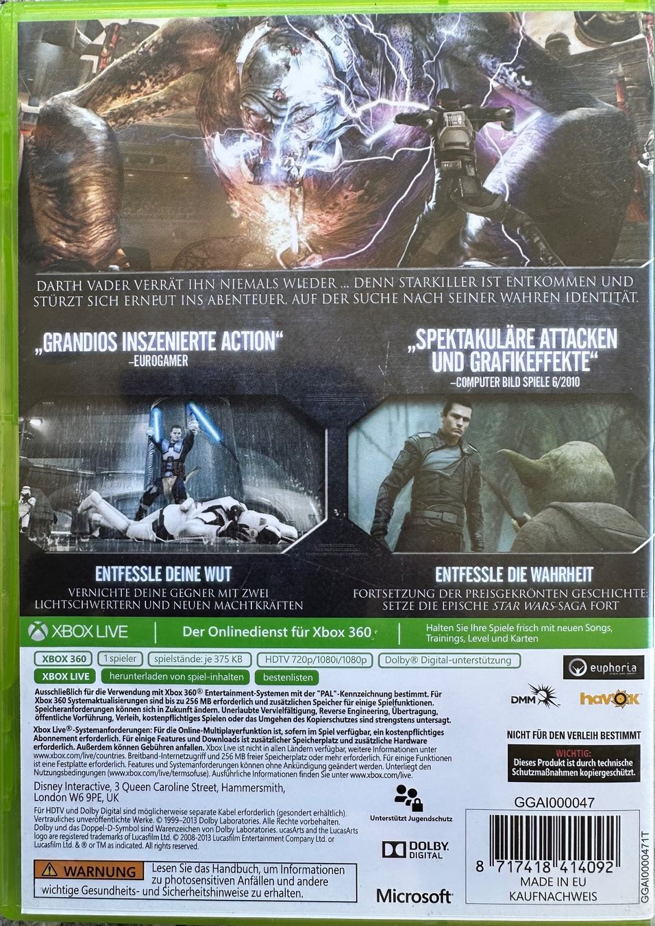 Jeux: Xbox 360 Star Wars The Force Unleashed II – D'occasion à Luzern par isa_b62f 1