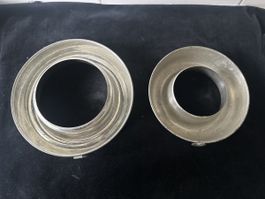 2 runde Backformen, Vintage, alt, aus Edelstahl