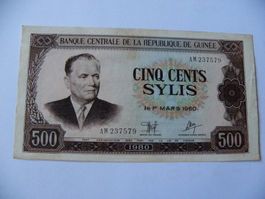 Guinee 500 Sylis 1960, P27, VF (Serie AM) TITO, Top Zustand