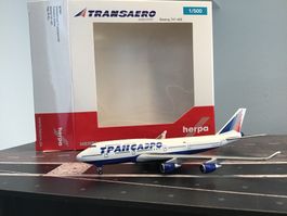 Transaero Boeing 747-400, 1/500 Herpa, neuwertig!
