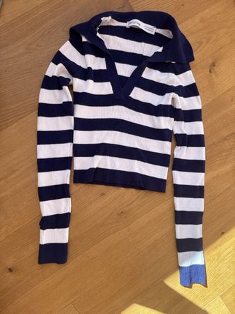 Bershka Shirt, blau-weiss gestreift, Gr. XS