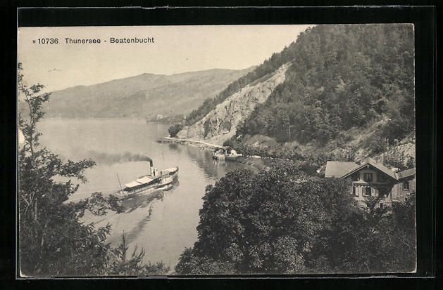 Cartoline postali: AK Thunersee, Blick auf die Beatenbucht – Usato da Berlin venduto da bartko-reher