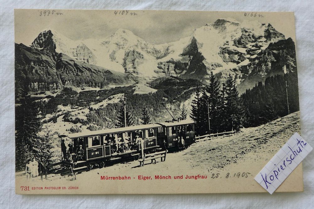 AK MÜRRENBAHN BE, Eiger, Mönch und Jungfrau, belebt (Gebraucht) in ...