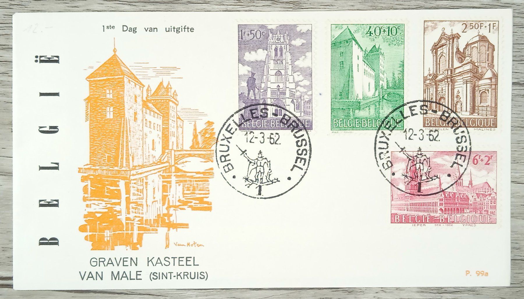 Tutti i francobolli: TR13 Enveloppe + Timbre Belgique 1962 – Usato da Cousset venduto da Patrick_Collections