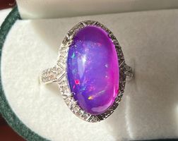 Silberring 925 mit Opal 6.2 ct und Diamanten 0.37 ct Zertifi