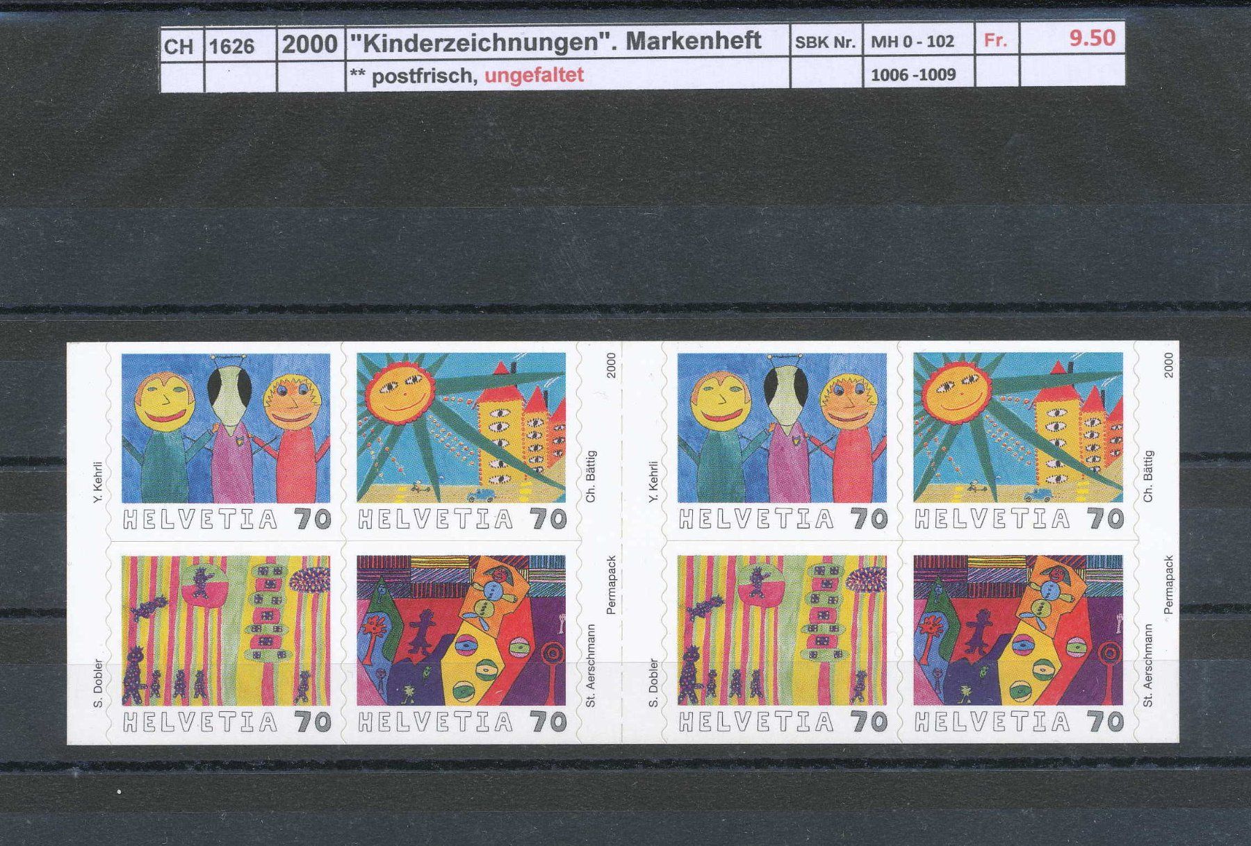 Tutti i francobolli: 2000 "Kinderzeichnungen" - Markenheftchen, ** postfrisch – Nuovo (secondo la descrizione) da Winterthur venduto da Zupogeru