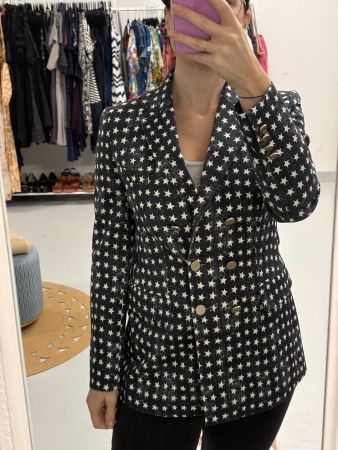 Max Mara Blazer mit Sternenmuster Gr. 40 schwarz Knöpfe