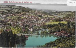 St. Gallen von den 3 Weihern aus - Litho