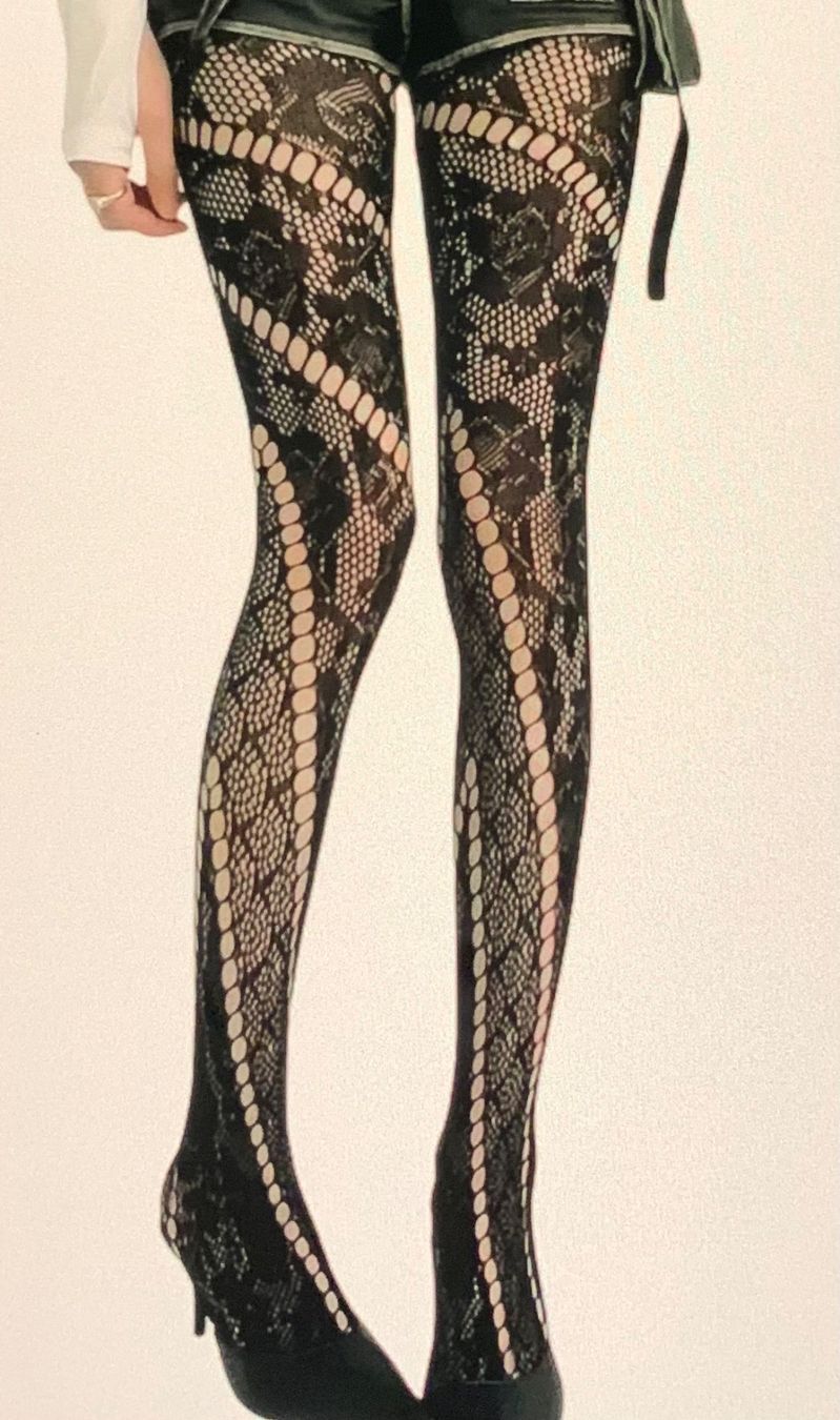 Strümpfe & Strumpfhosen: Chic Collant neri lavorati,-1size-unisex-nuovo stile – Neu und originalverpackt aus Locarno von Fixed8 2