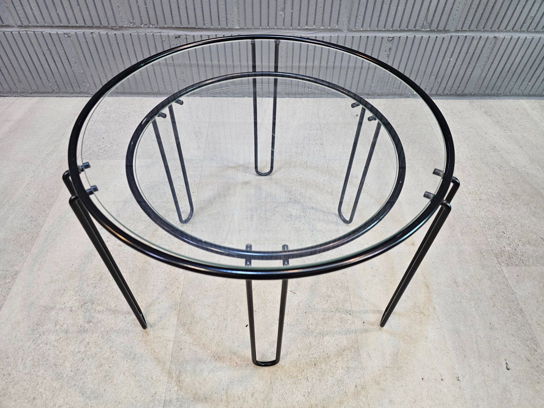 Tavoli: 1980 Wire Nesting Tables, Satztisch, Coffee-Table Glastische – Usato da Nottwil venduto da Wondewa-Shop 2