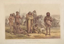 Lithographie 1864, Aborigines Südamerika, RARITÄT