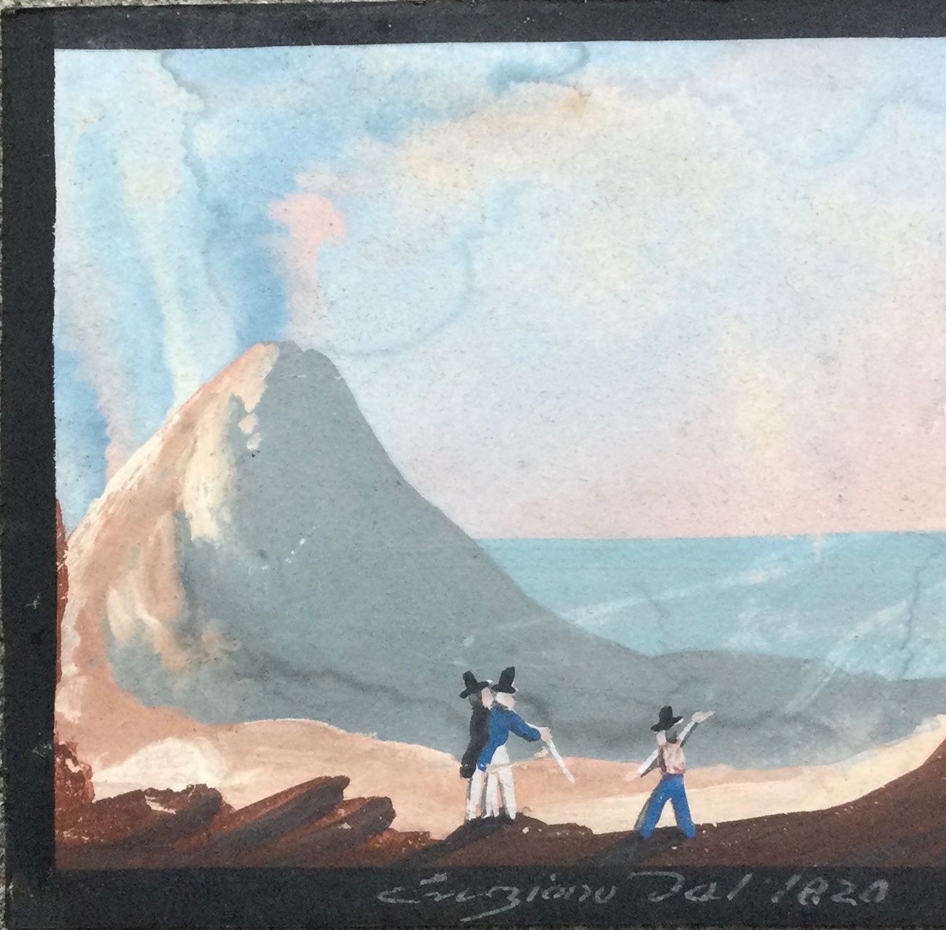 Gemälde: Antike Napoli Vulkan Gouache Gemälde – Gebraucht aus Root von  3