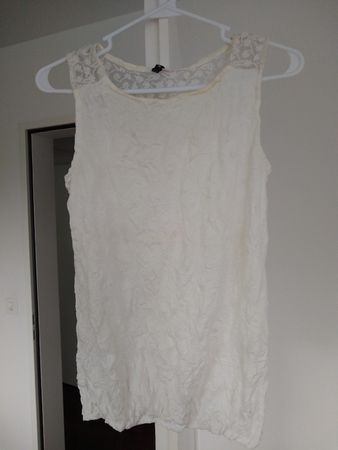 White Lace Sleeveless Top XS Women’s Blouse Casual