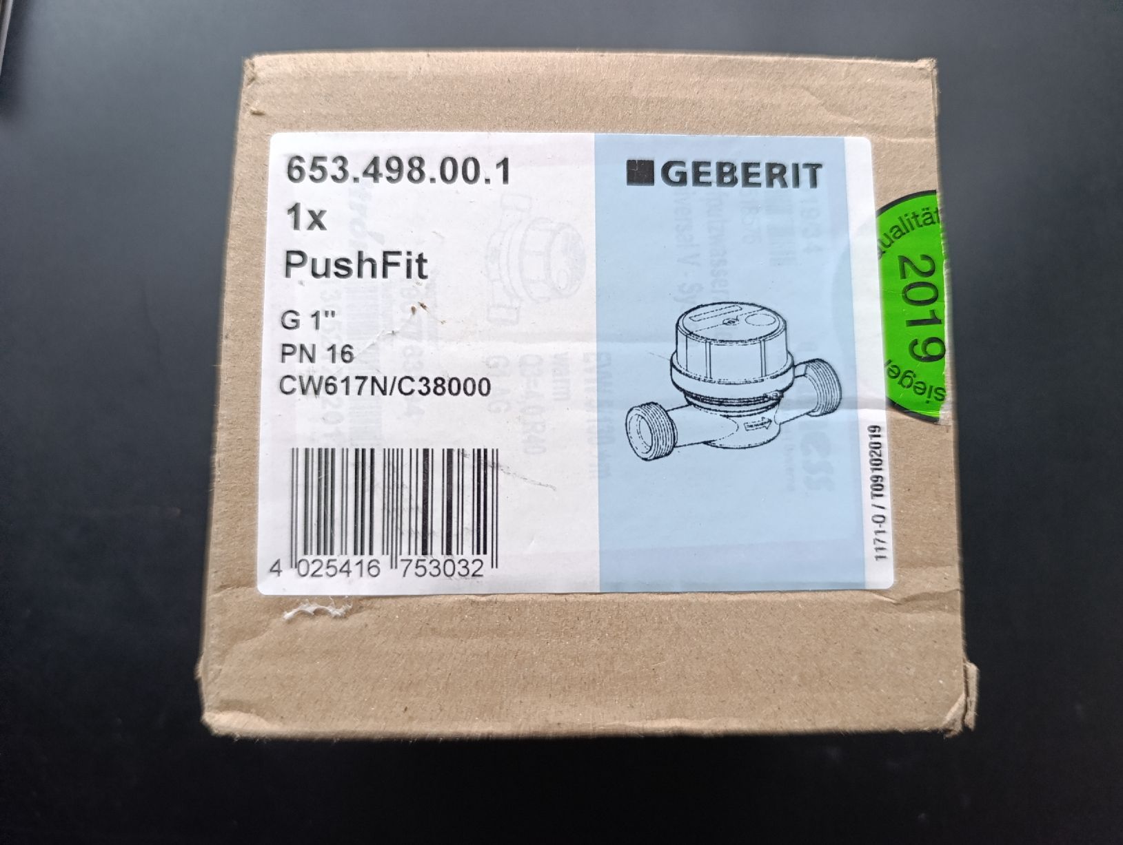 Misurare: Neue GEBERIT Pusch Fit Wasserzähler G1" PN 16, – Nuovo e nell'imballaggio originale da St. Margrethen SG venduto da alfapeugeot10