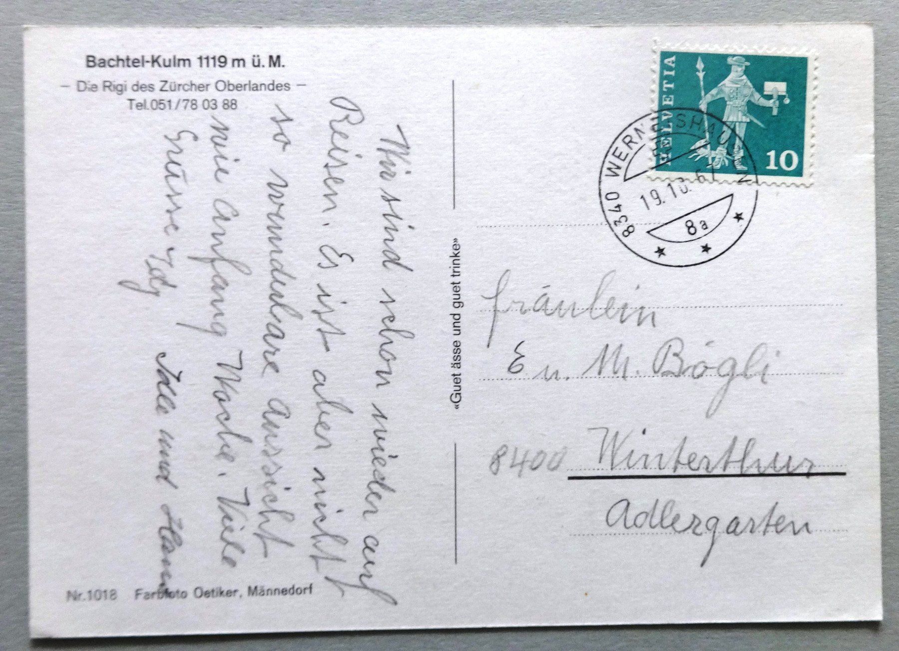 Ansichtskarten: Bachtel-Kulm 1119 m ü.M. – Gebraucht aus Fétigny von Billy2miny 1