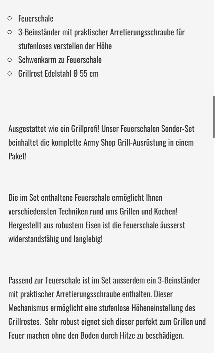 Feuerschale: Feuerschale mit Grillrost – Neu (gemäss Beschreibung) aus Hergiswil NW von Arbours 9
