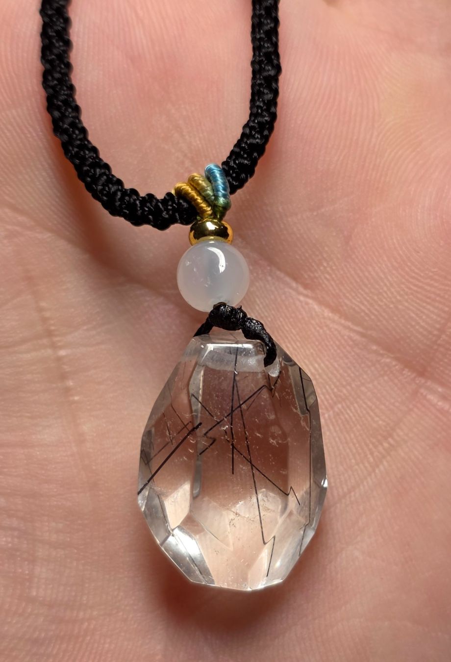 Minerali & Pietre curative: Schwarzer Rutil Anhänger an Kordelkette C – Nuovo e nell'imballaggio originale da Matzingen venduto da Shay_Crystalz
