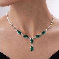 Jade Collier Halskette Silber 925 Sterlingsilber Grün modern