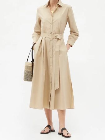 MAX MARA WEEKEND Kleid Favilla Popeline, Beige CH42 NEU
