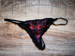 Sexy Tanga Höschen mit Spitze und Karomuster