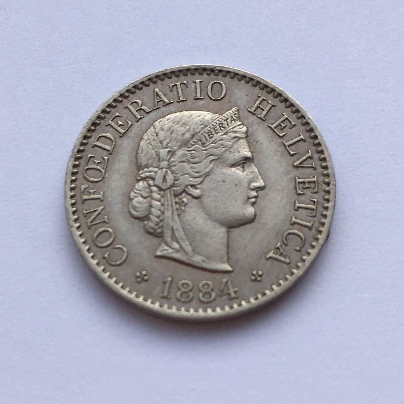 Tutti le monete: 1884 5 Rappen -unz – Usato da Kirchberg SG venduto da Helveticus00