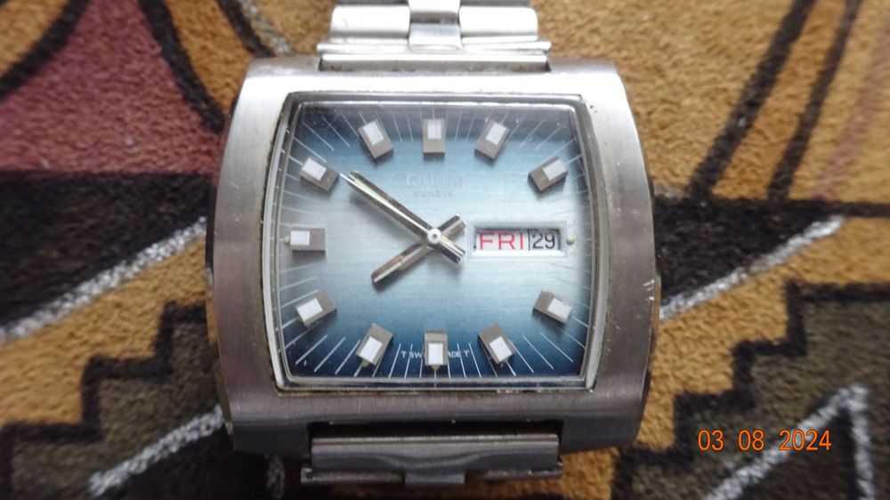 Montre Automatique Homme Gruen Precision En Or 14 Carats - Vintage, Occasion, Affichage Analogique