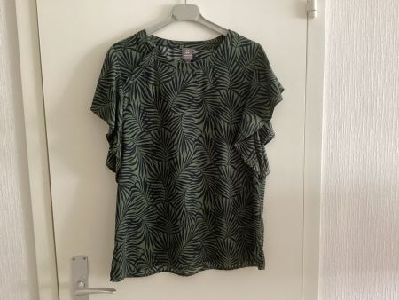 Elegante, luftige grün/schwarze Bluse, Gr. 40, Viscose