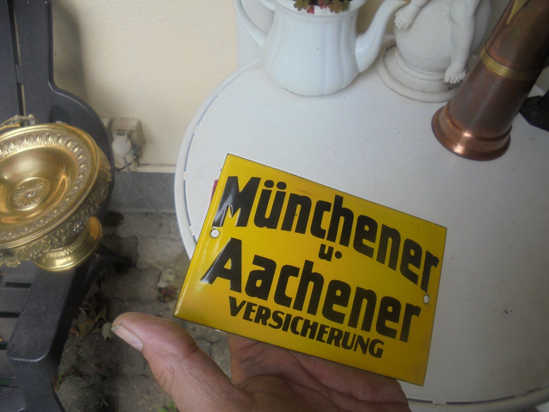Schilder: Antikes, kleines Emailschild von ca. 1930-40 – Gebraucht aus Camorino von Hunpete 4