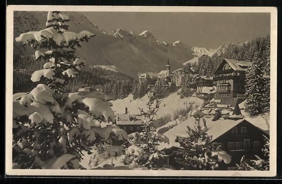 Cartoline postali: AK Arosa, Ortspartie im Schnee – Usato da Berlin venduto da bartko-reher