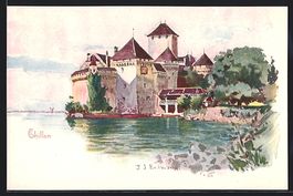 Chillon, Uferpartie mit Blick zum Schlos