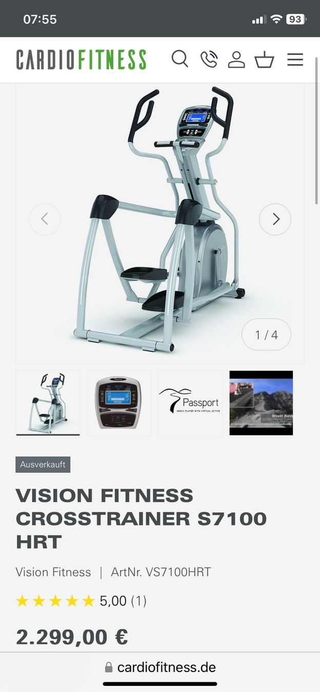 Hometrainer: Crosstrainer VISION S7100 HRT gut erhalten – Gebraucht aus Buchs ZH von Robesa 5