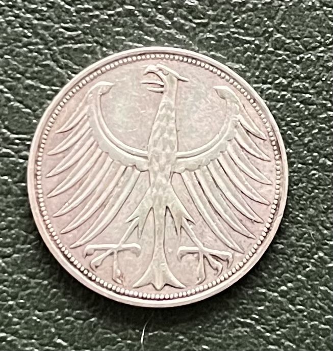 Tutti le monete: 5 Deutsche Mark Silberadler 1960 J – Usato da Ennetbürgen venduto da Peter12345