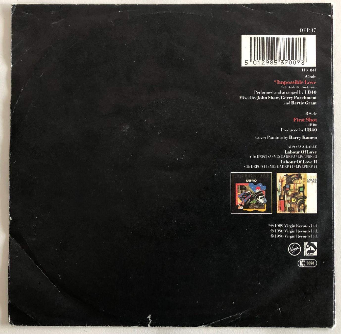 Dischi in vinile: UB40 - IMPOSSIBLE LOVE – Usato da Poliez-Pittet venduto da Newtown-Records 1