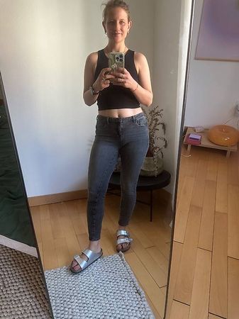 Bequeme dunkelgraue Jeans in Grösse M