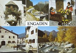 ENGADIN Flüela-Pass-Strasse nach Susch - Auto, Postauto