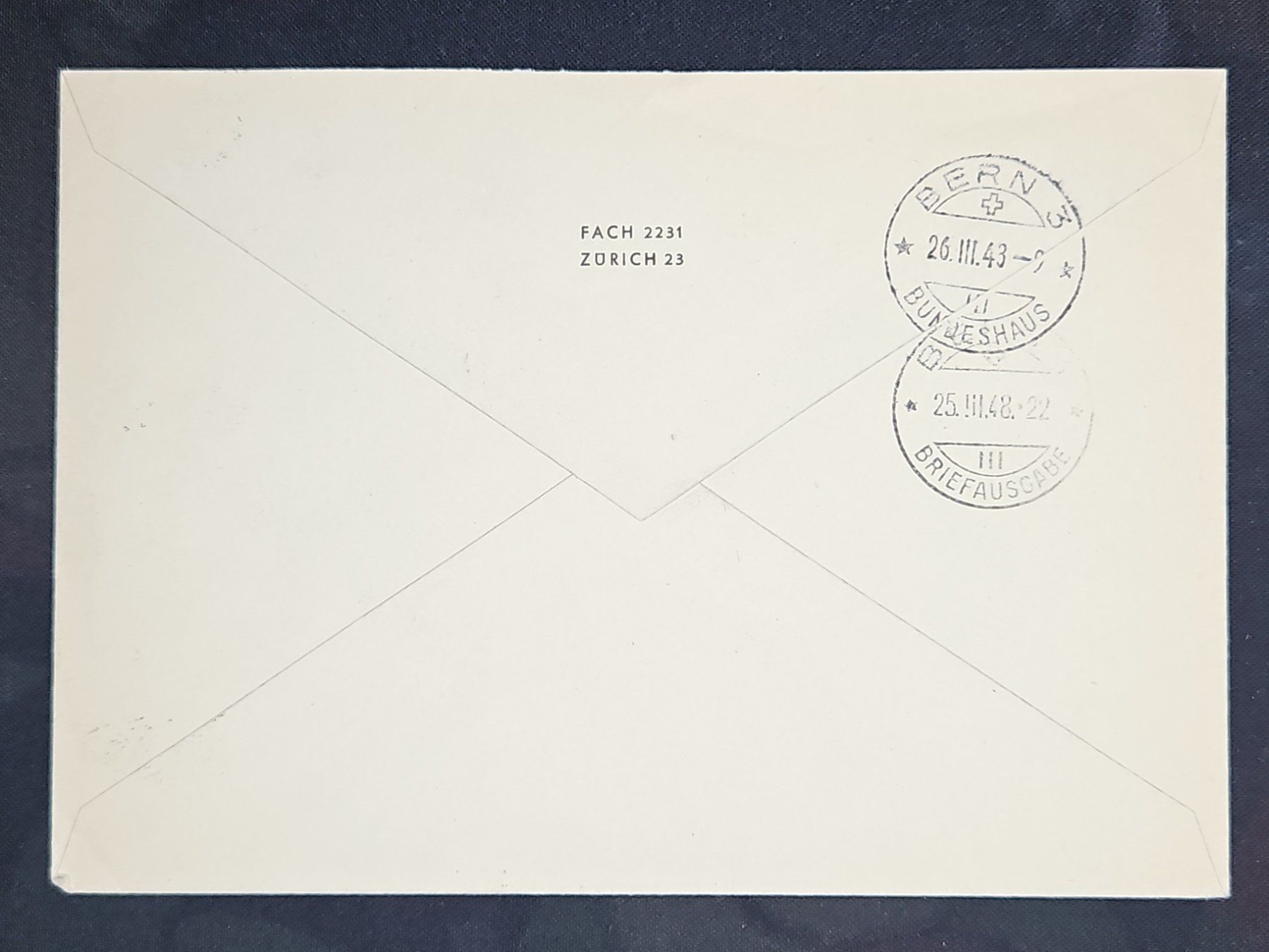 Tutti i francobolli: CL23 Enveloppe + Timbre Suisse 1948 – Usato da Cousset venduto da Patrick_Collections 1