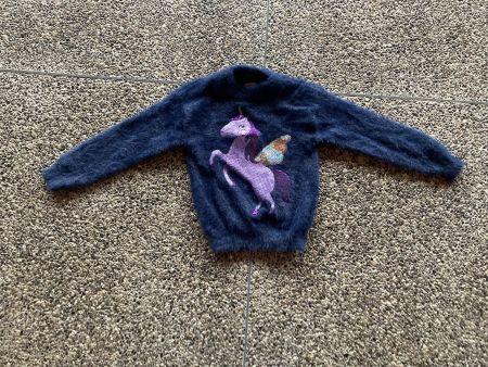 Pullover, Einhorn / Pegasus Pailletten, Gr. 134 (eher 128)
