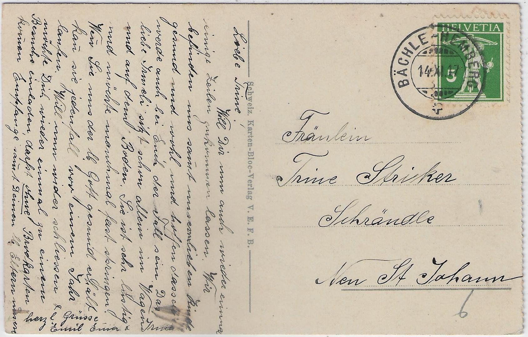Cartoline postali: Waldidyll - animee - Litho - Stempel: Bächle-Hemberg – Usato da Ettingen venduto da Kartenplanet 1