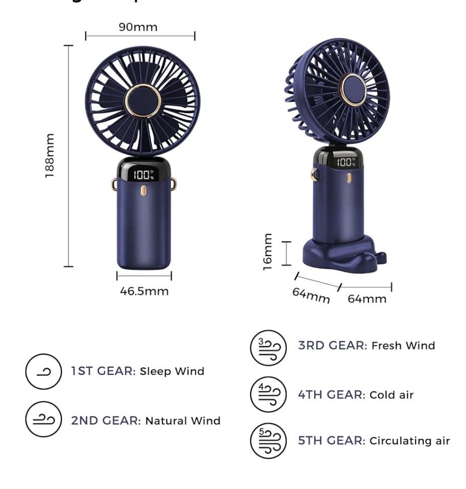 Ventilatori: Mini Ventilator blau mit Display und 5 Gängen neu – Nuovo e nell'imballaggio originale da Allschwil venduto da die_vjt5 2