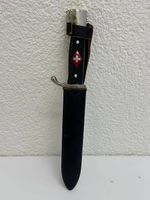 Vintage Schweizer Fahrtenmesser Lederscheide und Sägeklinge