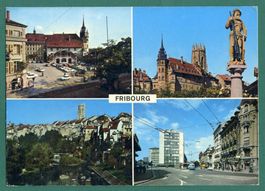 Fribourg, 4-Bilderkarte, 1979, gelaufen, Grossformat