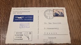 1947 Flugmeeting Porrentruy Ansichtskarte nach  Odense Dänma