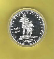 1291-1991Tell&Sohn/5Oz/PP+999Ag/OVPHartplastik/sitz Helvetia