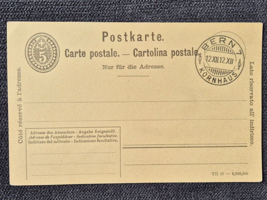Tutti i francobolli: Alte Ansichtskarte, Bern Kornhaus, mit Schnapszahl Stempel – Usato da Horw venduto da mi.ba