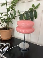 Tischlampe rosa Glas Chrom, guter Zustand