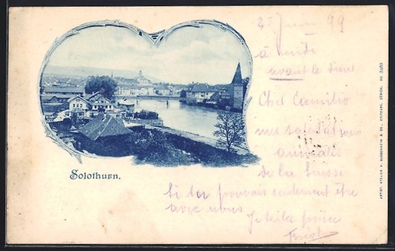 Cartoline postali: AK Solothurn, Ortsansicht mit Brücke – Usato da Berlin venduto da bartko-reher