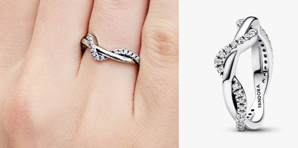 Pandora Anelli: Original Pandora Funkelnde Verschlungene Welle Ring - RRP 75 – Usato da Rheinfelden venduto da Boutique_Luxe 3