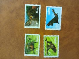 Lot de 4 timbres Palau, thématique chauve-souris, neuf!